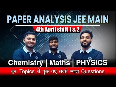 Complete Analysis Of JEE MAIN 4th APRIL 🔥| list of important questions ✅